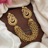 Premium Mayil Jada Billai with Golden Pearl Maatil-Bun Billai-Red Green-G13099